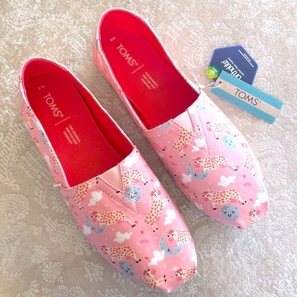 Brand New Toms Pink Blossom Over the Moon Print Cows Slip On Shoes Flats - Picture 14 of 14